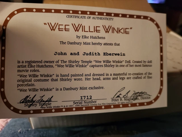 RARE Danbury Mint "WEE WILLIE WINKIE" Temple Porcelain Doll w/ Box w/COA