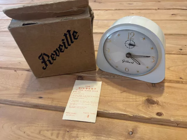 Vintage Cream Reveille Vintage Gilbert Wind Up Alarm Clock with Box