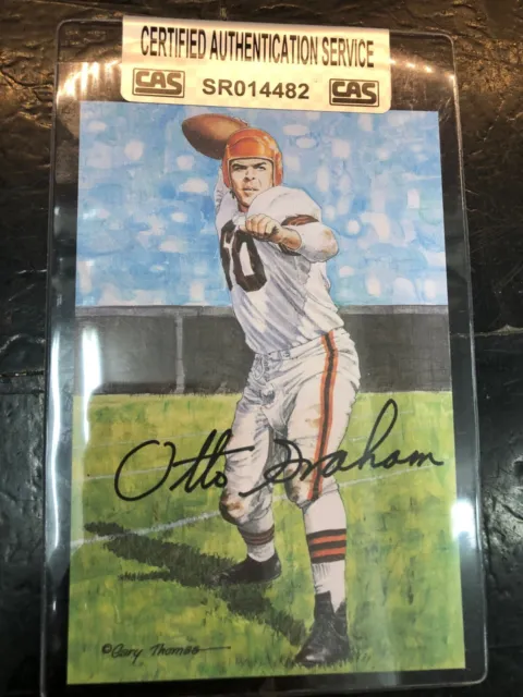 Hall of Famer OTTO GRAHAM Cleveland Browns SIGNED Goal Line Art Card CAS COA