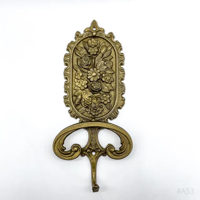 Vintage Brass Coat Hook, Clothes Stand, Coat Hooks - Art Nouveau 24cm 3