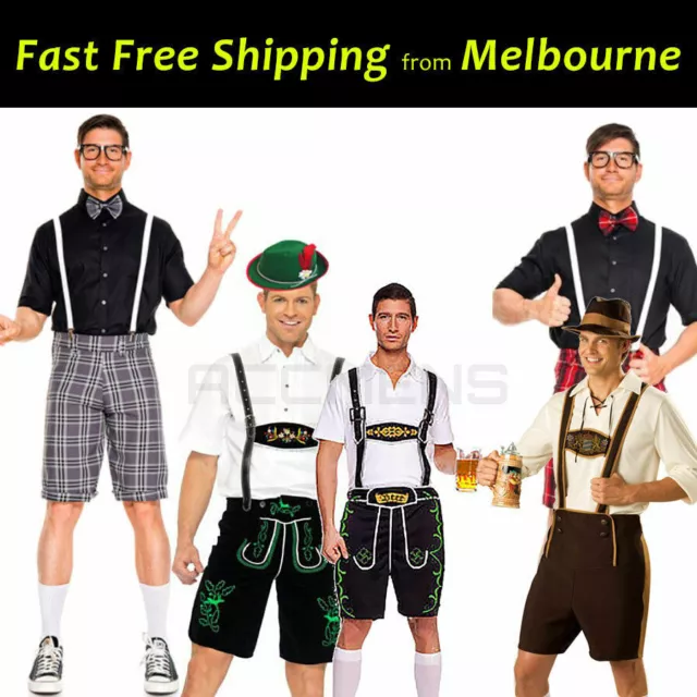 Mens Oktoberfest Costume Lederhosen German Bavarian Beer Octoberfest Party M-2XL