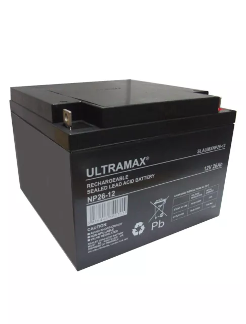 ULTRAMAX NP26-12, 12V 26AH (as 24Ah & 28Ah) SEALED LEAD RECHARGEABLE UPS BATTERY