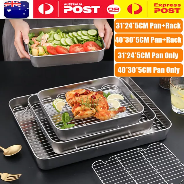 5CM Deep Stainless Steel Pan Baking Oven Tray Roasting Cooking Grilling Dish