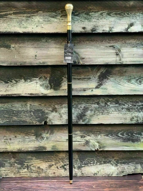 Classic Style Wooden Walking Stick with Victorian Brass Long Head Handle Cane