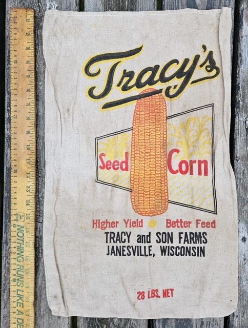Vintage Tracy's Seed Corn 25 Lb. Feed Bag Janesville, Wi
