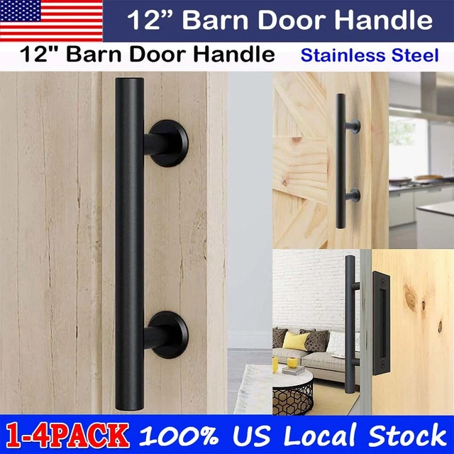 1/2/4PCS 12" Sliding Barn Door Pull Flush Handle Gate Hardware Set Iron Black US