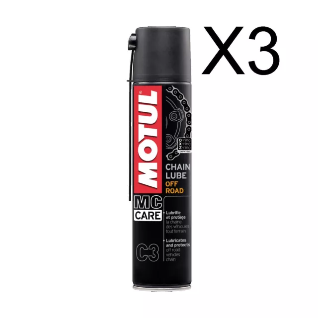 3 x 400 ML Grasso Spray Per Catena Moto Motul C3 Chain Lube Off Road e Quad