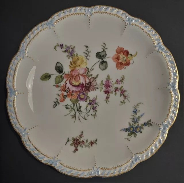 Assiette porcelaine de Limoges Haviland France fin XIXème décor peint main