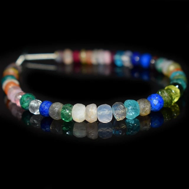 4-5MM A ++ Naturel Multi Mix Rondelle à facettes Gemstone 6 "Perles pour la...