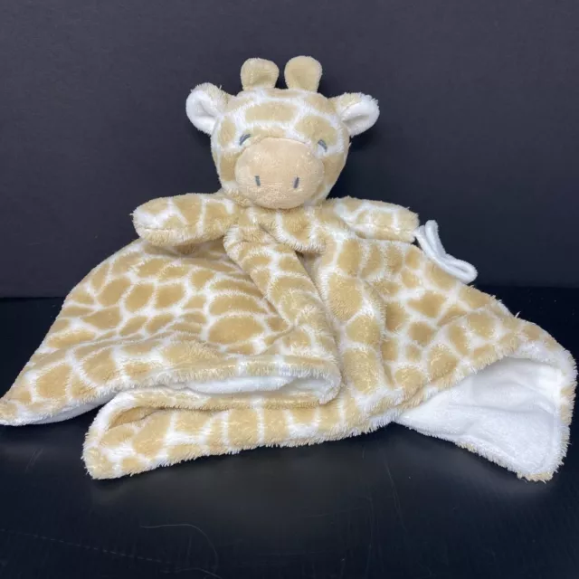 Carters Tan Giraffe Plush Baby Lovey Security Blanket White Back Pacifier Holder