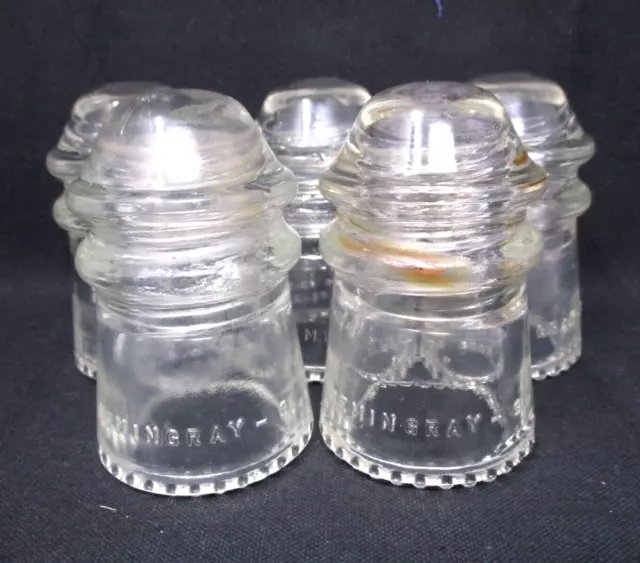 Vintage Insulator Lot of 5 Clear Glass Hemingray No 9 USA