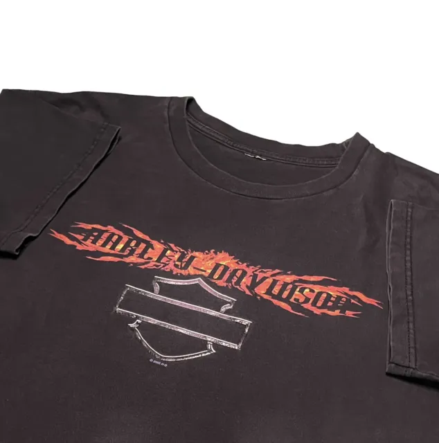 Vintage HARLEY DAVIDSON Faded Black Las Vegas Nevada Motorcycle T Shirt Flame XL