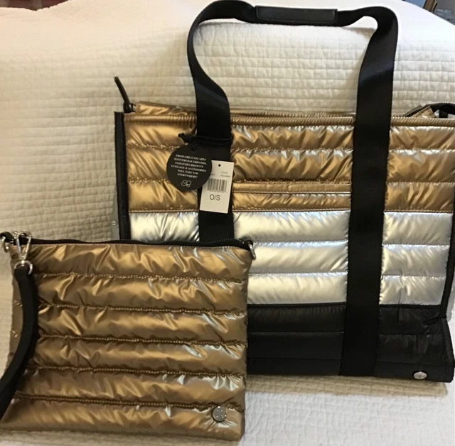 Samantha Brown To Go Tote And Crossbody 2 Piece Set Metallic Color Block