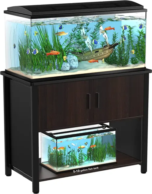 Metal Aquarium Stand with Cabinet for Fish Tank Accessories Storage, 40 Gallon,