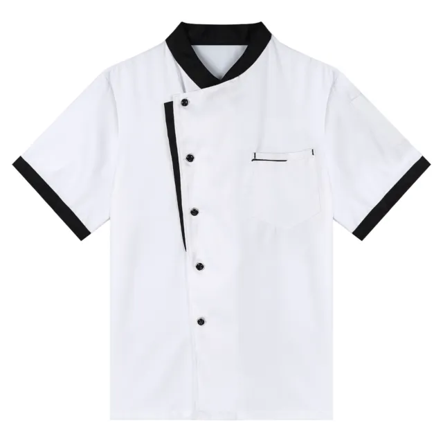 Mens Jacket Waiter Workear Single-Breasted Uniform Culinary Chef Shirt Kitchen