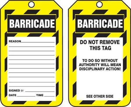 Accuform Tab107ctp Barricade Tag,5-3/4 X 3-1/4,Pk25