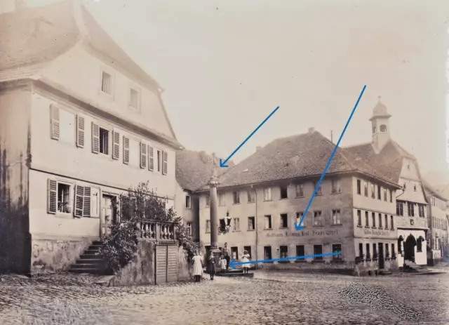altes orig. Foto 1912 - Amorbach / Odenwald, Marktplatz Gasthaus von Franz Etzel