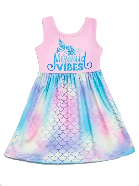 New Toddler Girls Size 4 Sleeveless Silky Pink Ombre Mermaid Dress