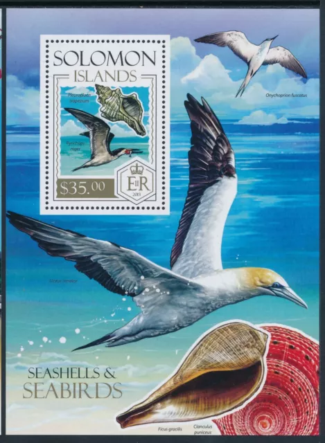 2013 Solomon Islands Seabirds & Shells Mini Sheet ($35) Fine Mint Mnh