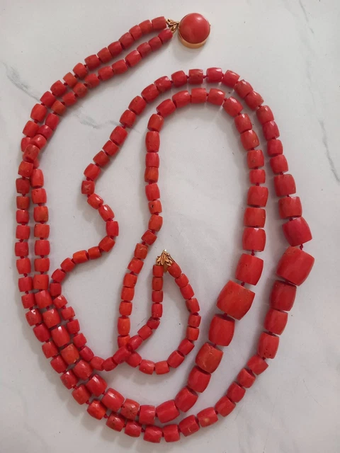 Collana Donna Filo Corallo Rosso Con Chiusura Oro Giallo Con Cammeo - Foto 6