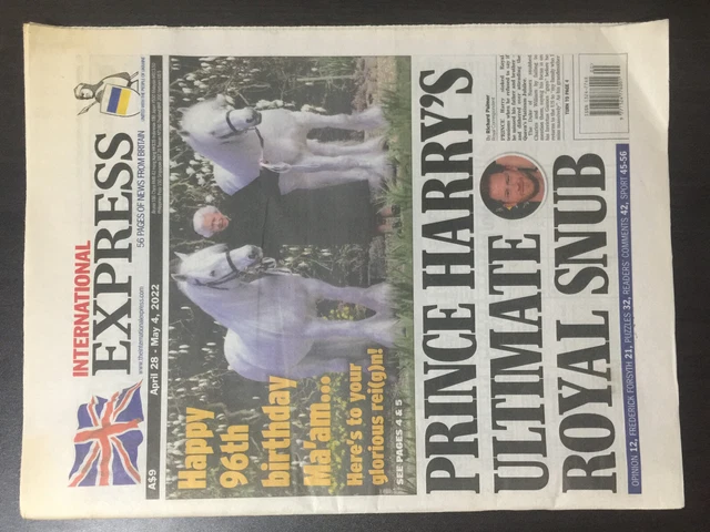 THE ROYALS PRINCE harry queen elizabeth international express newspaper ...