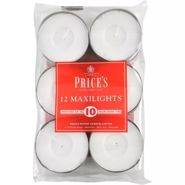 Prices Large Maxi TeaLight Night Lights 10 HOUR LONG BURN Candles- 12 pack