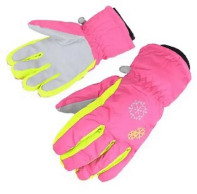 New Youth Girls Amyipo Pink & Yellow Waterproof Ski Winter Gloves - Sz S 5/6
