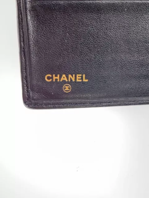 CHANEL Folded Wallet Bi-fold Leather Black Mens Used 3