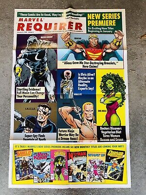 Vintage 1988/1989 Marvel Requirer Poster 34”x22” - She Hulk Quasar S.H.I.E.L.D.