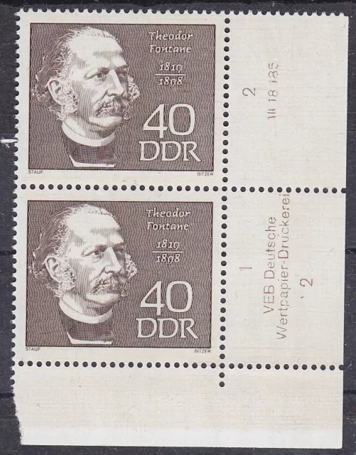 Briefmarken DDR Mi Nr. 1443 Th. Fontane Druckvermerk DV DWD 2  **
