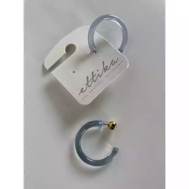 Ettika Earrings Womens Jewelry Blue Round Hoop Clear Revolve Acrylic 3
