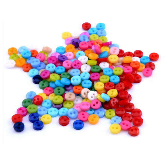 200pcs 2 Hole 6mm Mixed Mini Round Acrylic Tiny Buttons Craft Sewing Accessories