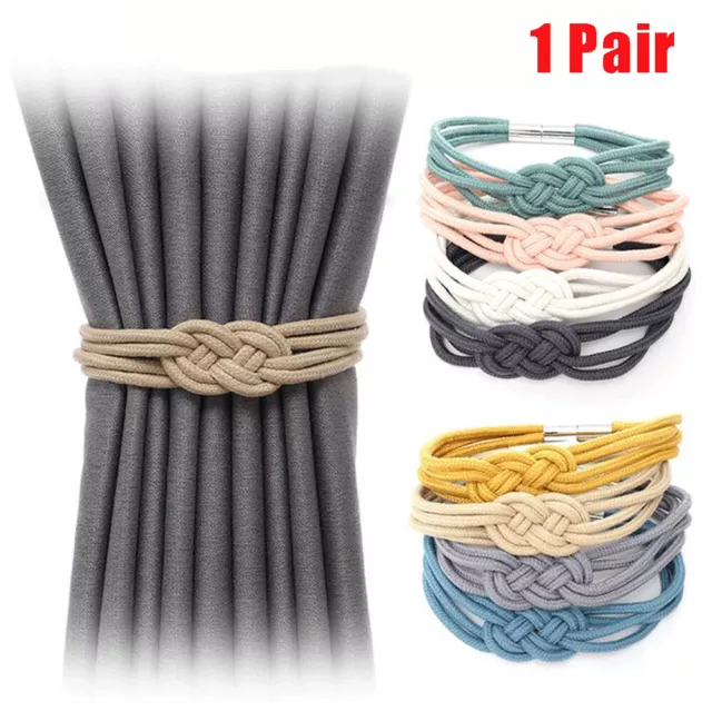 1Pair Curtain Tie Backs Magnetic Rope Buckle Holder Tieback Clips Home Window