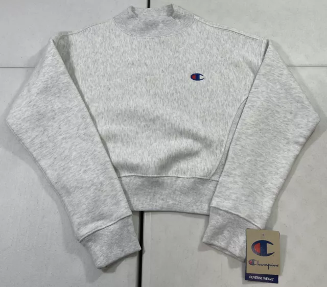 Women’s Champion Crop Pullover Sweater Grey Silver Reverse Weave (Pick Size)