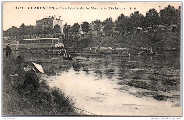 94 CHARENTON - les bords de la marne - pecheurs.