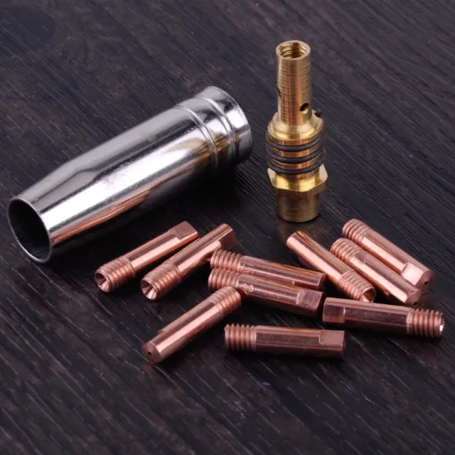 12pc MB 15AK MIG/MAG Welding Torch Contact Tip 0.8x25mm M6 Gas Nozzle Shroud Kit