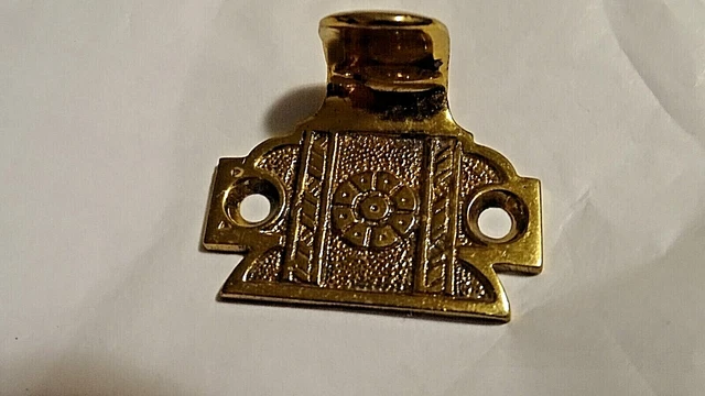 Victorian Eastlake Antique brass Window Sash Left hook hardware floral motif