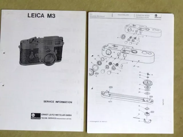 LEITZ LEICA M3  Service Information   /  66 Seiten deutsch + englisch