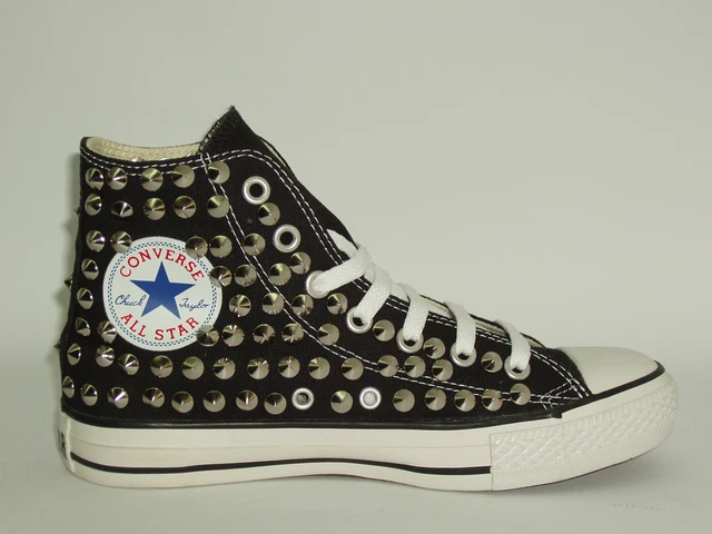 Converse all star Hi borchie scarpe donna uomo nero, blu.grigio artigianali