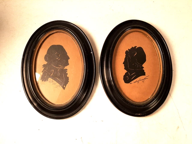 Great pair of Silhouettes from 1900, George and Martha Washington, Or.Frames