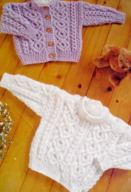 684 BABIES CARDIGAN Jumper Aran 16 To 26 Vintage Knitting Pattern Copy 3.45 PicClick UK