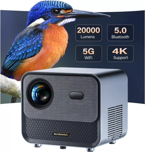 20000 Lumens 800 ANSI Projector 4K with WiFi and Bluetooth, SUREWHEEL Auto Focus