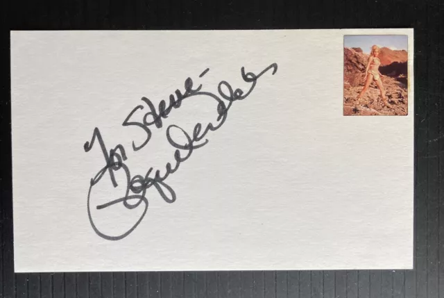 Raquel Welch  signed autographed 5x3 card with picture
