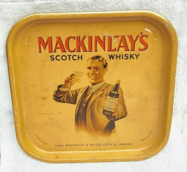1940s Vintage Mackinlays Scotch Whisky Advertising Litho Tin Tray London TR50