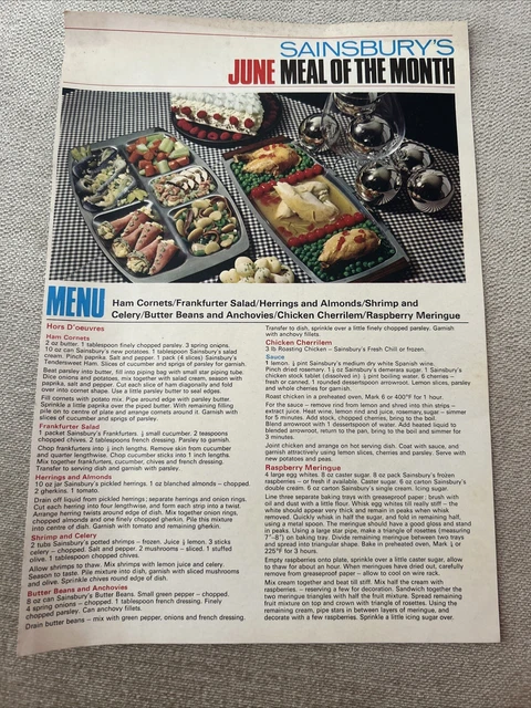 VINTAGE SAINSBURY'S JUNE Meal of the Month 'Family Circle' magazine ...