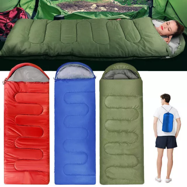 🔥Single Sleeping Bag 4 Season Waterproof Outdoor Camping Hiking Envelope Zip UK