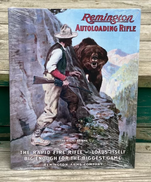 Remington Autoloading Rifle Right of Way Bear TIN SIGN big game hunt cabin decor