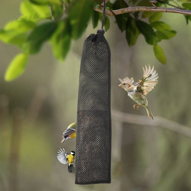 6 bolsas de comida portátiles de malla para pájaros bolsas colgantes de alimentación para aves (negras)
