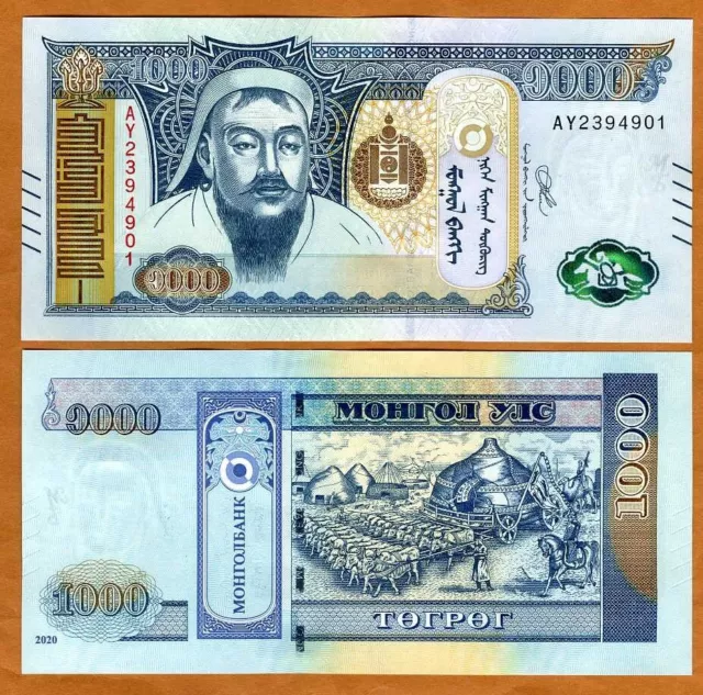 Mongolia, 1000 Tugrik, 2020, P-New, UNC Genghis Khan