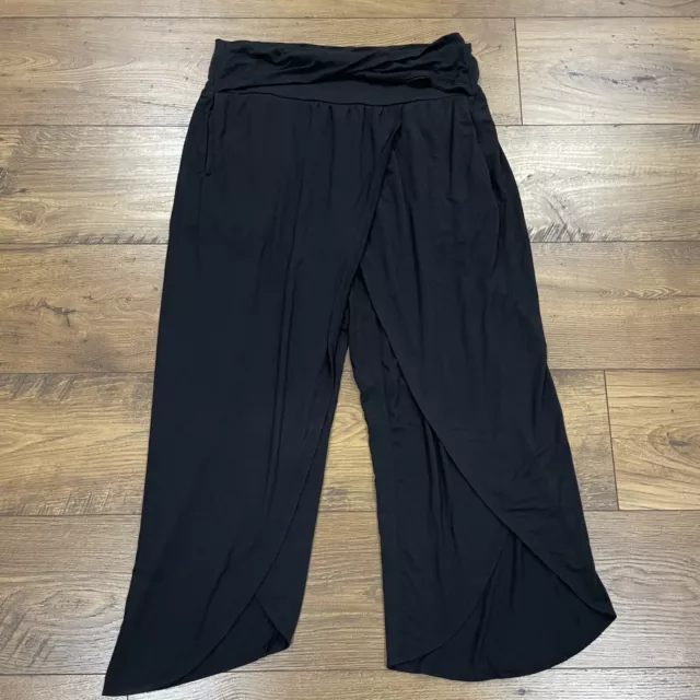 Athleta Pants Womens Large Release Wide Leg Breathable Flowy Black Modal Harem